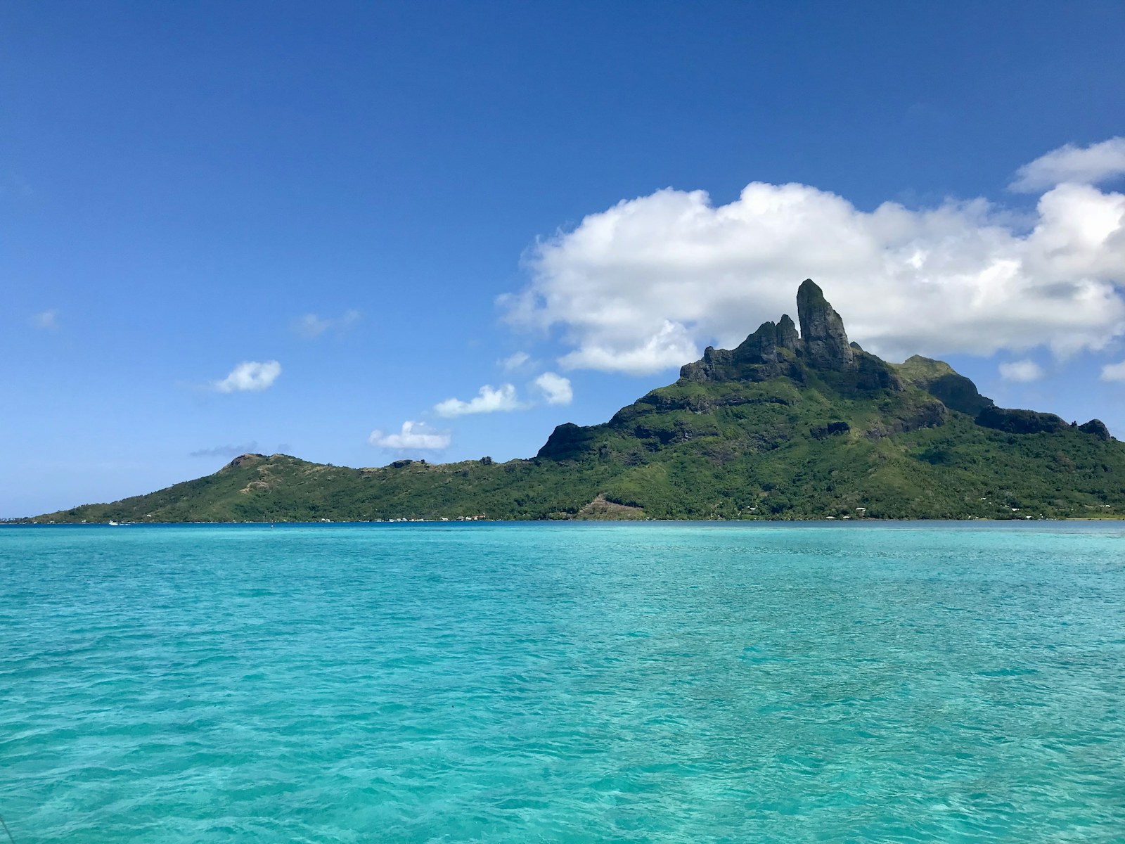 Mount Otemanu and turquoise water in Bora Bora