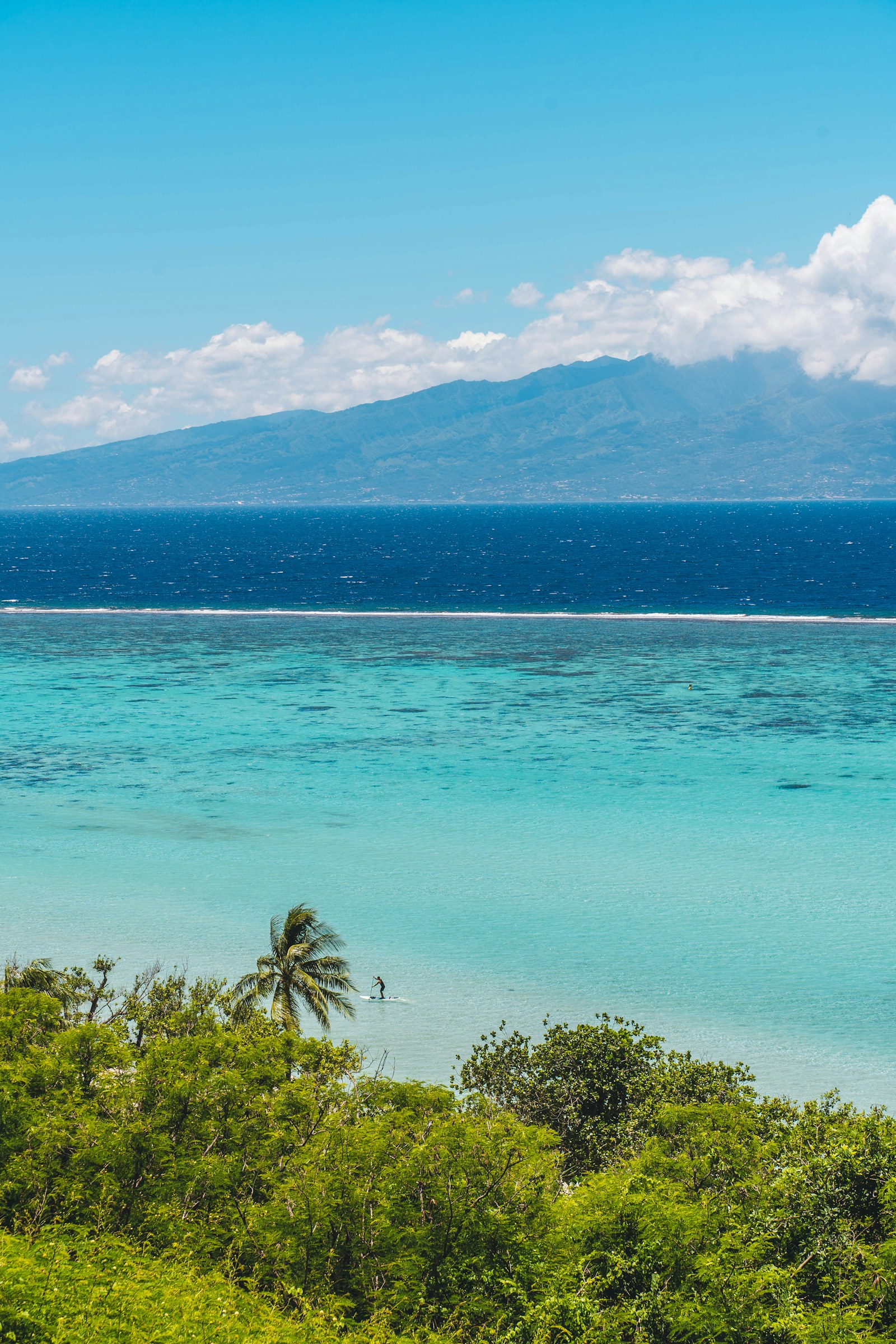 Moorea lagoon and volcanic mountains